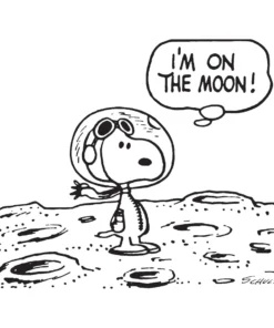 Super7 Peanuts T-Shirt - Snoopy On The Moon Ringer