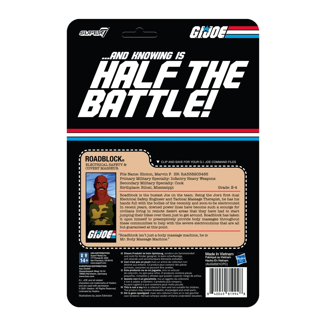 Super7 Animation G.I. Joe ReAction Figures Wave 3 - Roadblock PSA 5 Super7 Animation G.I. Joe ReAction Figures Wave 3 - Roadblock PSA