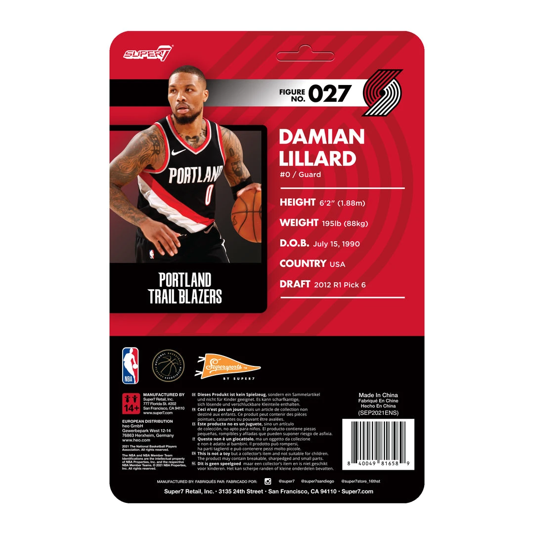 Super7 NBA Supersports Figure Wave 4 - Damian Lillard (Trail Blazers) 5 Super7 NBA Supersports Figure Wave 4 - Damian Lillard (Trail Blazers)